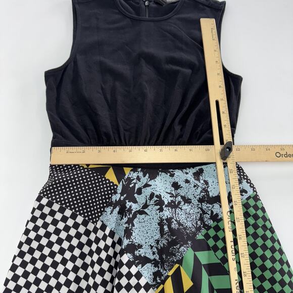 eShakti Dress Womens 2 Black Multi Patchwork Sleeveless A-Line Fit Flare Retro - Picture 6 of 7